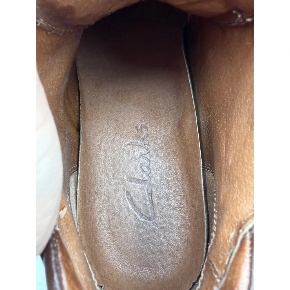 Vintage Clarks Ankle Leather Boots Active Air Men 8.5 Brown Moc Toe‎ Lace 37552